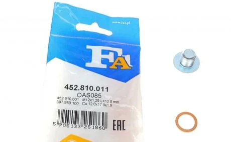Пробка поддона масляного M12x1.25L=12,5 (Fischer) Fischer Automotive One (FA1) 452.810.011