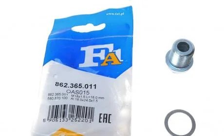 Пробка піддону + ущільнювач Fischer Automotive One (FA1) 862.365.011