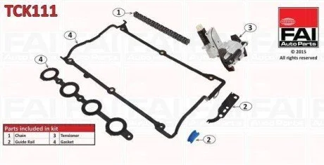 Комплект цепи ГРМ (с уплотнениями) (058109229B+058109088K) Audi A3 1.8 96-/A4 1.8 95-/VW Passat 1.8 97-/VW Bora 1.8 99- Fischer Automotive One (FA1) TCK111