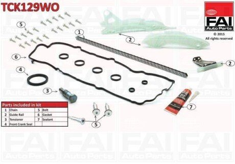Комплект цепи ГРМ (без шестерен) Citroen C4 1.6 08-/Peugeot 308 1.6 07- Fischer Automotive One (FA1) TCK129WO