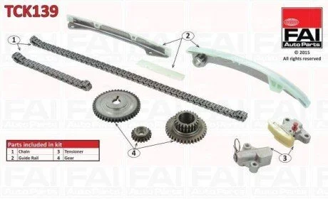 Комплект ланцюга ГРМ Nissan Qashqai (J10E) 2.0 07-/Tiida 1.8 07-/X-Trail 2.0 07- Fischer Automotive One (FA1) TCK139