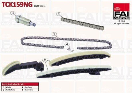 Повний комплект ланцюга ГРМ (з ланцюгом масляного насоса) DB A(W169)/B(W245) Cdi Fischer Automotive One (FA1) TCK159NG