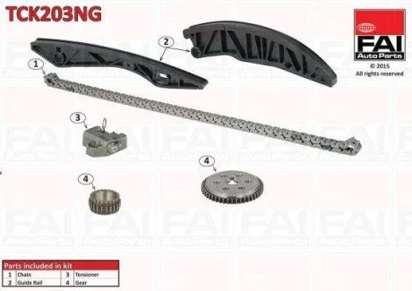 Комплект цепа ГРМ Hyundai /Kia 1.4/1.6 CVVT 2007- Fischer Automotive One (FA1) TCK203NG