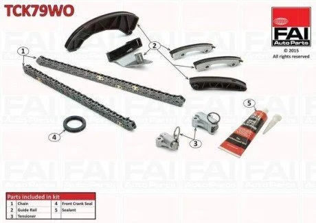 Комплект ланцюга ГРМ (без шестерней) Hyundai Getz 1.5 CRDi 03-/Matrix 01-/Kia Cerato 1.5 CRDi 05- Fischer Automotive One (FA1) TCK79WO