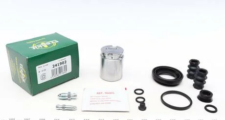 Ремкомплект гальмівного супорта заднього VW Golf VI 09-14; AUDI A4 04-08; SKODA Octavia A7 13-19; TOYOTA ProAce 13-16; RENAULT Trafic 14-; SEAT Leon 12-20; FIAT Scudo 07-16; PEUGEOT Expert 07-16; NISSAN NV300 16-; CITROEN Jumpy 07-16; OPEL Vivaro 01- FRENKIT 241902