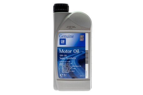 Олива моторна Super Synthetic SAE 5W30 (504/507) (1 Liter) GM 93165009