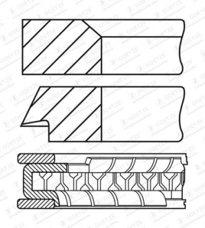 Кільця поршневі PSA 85,00 2,0 16V EW10 J4 1,2x1,5x2,5 GOETZE 08-451600-00