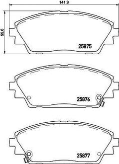 Гальмівні колодки дискові перед. Mazda 3 1.5/2.0/2.2D 09.13- HELLA 8DB 355 021-421 (фото 1)