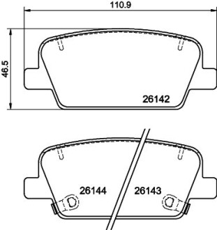 Гальмівні колодки дискові Hyundai Santa Fe 20D/22D/24 0718- HELLA 8DB 355 040-081 (фото 1)