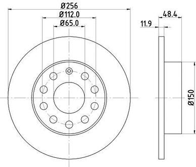 Тормозной диск зад. Caddy III (260x12) HELLA 8DD355109-641 (фото 1)
