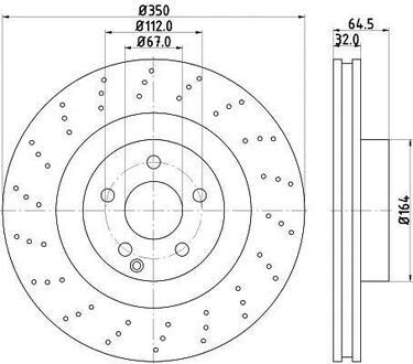 Гальмівний диск перед. W221/C216/R230 05-13 2.2-5.5 (PRO) HELLA 8DD355115-401 (фото 1)