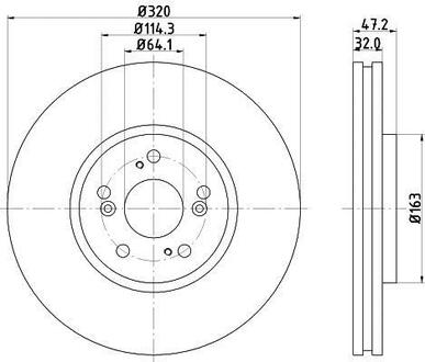 Тормозной диск перед. Accord VIII 08- 2.0-2.4 320mm HELLA 8DD355116-091 (фото 1)