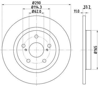 Тормозной диск зад. Avensis 08- 1.6-2.2 HELLA 8DD355116-121