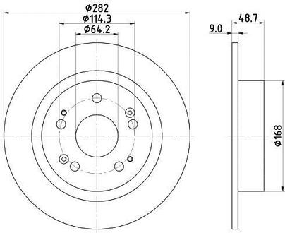 Тормозной диск зад. Accord VIII 08- 2.0-2.4 282mm HELLA 8DD355116-521 (фото 1)