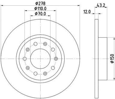 Гальмівний диск зад Fiat 500X Jeep Renegade 10-24 0605- HELLA 8DD 355 116-671 (фото 1)