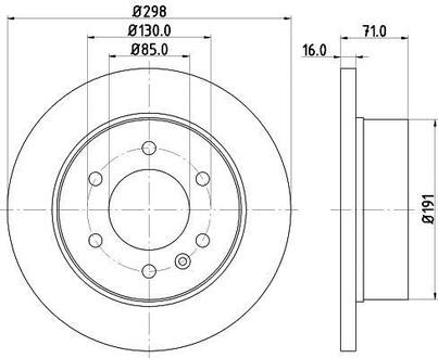 Гальмівний диск зад. Sprinter/Crafter 06- (3.0-3.5t) 298mm HELLA 8DD355117-641