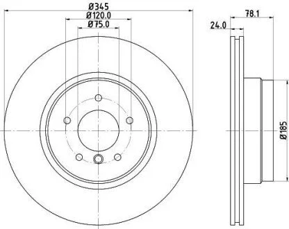 Тормозной диск зад. X5 E70/F15/F85/ X6 E71/E72/F16/F86 07- 3.0-4.8 (PRO) HELLA 8DD355117-761