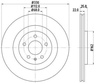 Гальмівний диск зад. A4/A5/A6/A7/Q5/Macan 07- 1.8-3.2 (PRO) 330mm HELLA 8DD355118-021