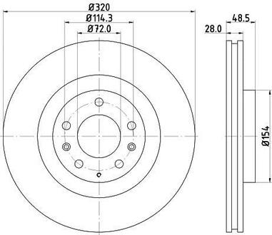 Тормозной диск перед. CX7/CX9 07- 2.2-3.7 (PRO) HELLA 8DD355118-201 (фото 1)