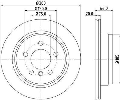 Тормозной диск зад. F30/F80/F34/F31/F36/F33/F83 11- 1.5-3.0 (PRO) HELLA 8DD355118-271 (фото 1)