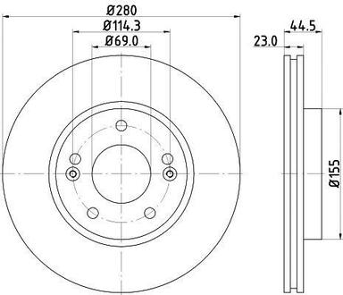 Тормозной диск перед. Elantra/Veloster/Ceed 11- 1.0-2.0 (PRO) HELLA 8DD355118-371