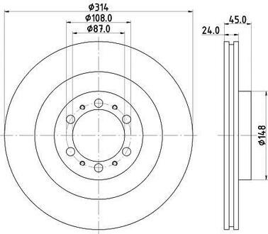 Тормозной диск пер. 406/L200/Pajero 98- (PRO) HELLA 8DD355118-741