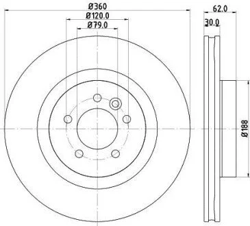 Диск тормозной перед Land Rover Range Rover Sport 06-12 HELLA 8DD 355 118-871