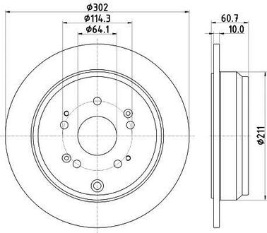 Тормозной диск зад. CR-V 07- 1.6-2.4 (PRO) HELLA 8DD355119-221 (фото 1)