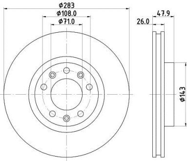 Тормозной диск передний Peugeot 308 II, 308 Sw II 1.2-2.0D 09.13- HELLA 8DD 355 120-481