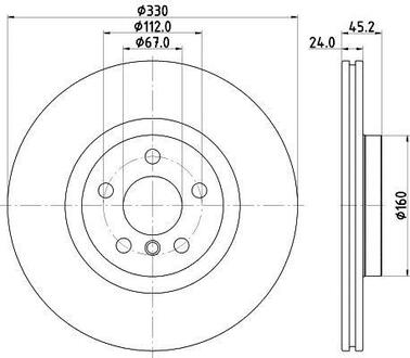 Тормозной диск перед. F40/F45/F48/F39 13- HELLA 8DD355122-641 (фото 1)