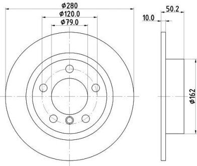 Диск гальмівний задMini Countryman (R60), Paceman (R61) 16/16D/20D 0810-1016 HELLA 8DD 355 123-001 (фото 1)