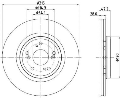 Диск гальмівний Honda CR-V 16D/22D/24 0112- HELLA 8DD 355 125-321