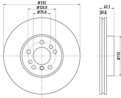 Тормозной диск пер. E83/E53 01-11 (PRO) HELLA 8DD355127-631 (фото 1)