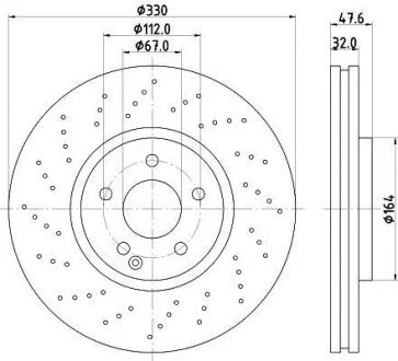 Гальмівний диск перед. W211/W220 02-09 2.6-5.5 (PRO) HC HELLA 8DD355128-151
