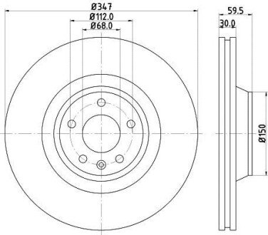 (High Carbon)Диск гальмівний перед Audi A6, A6 Allroad 20-42 0504-0811 HELLA 8DD 355 128-311