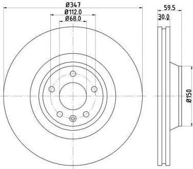 (High Carbon)Диск гальмівний перед Audi A6, A6 Allroad 20-42 0504-0811 HELLA 8DD 355 128-311