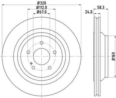Тормозной диск зад. W221/C216 05-13 2.2-5.5 (PRO) HC HELLA 8DD355128-751 (фото 1)