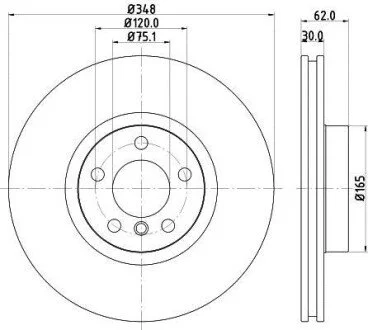 Диск гальмівний (High Carbon) перед BMW X5,X6 08- HELLA 8DD 355 129-301