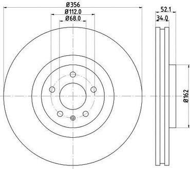 Гальмівний диск перед. A6/A7/A8 10- 1.8-4.0 (PRO) HC HELLA 8DD355129-371