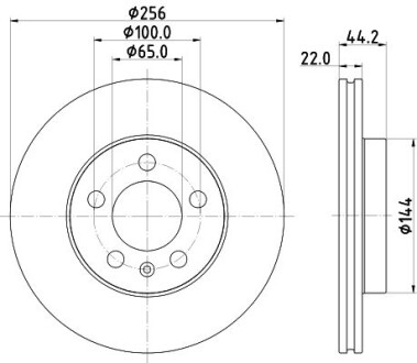 Диск гальмівний перед Audi A1 Seat Arona, Ibiza Skoda Fabia, Kamiq, Scala VW Polo 10-20 0117- HELLA 8DD 355 132-091