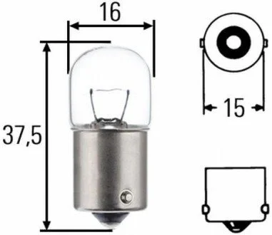 Фото лампа розжарювання R5W 24V 5W BA15s HELLA 8GA002071241 Лампа розжарювання R5W 24V 5W BA15s HELLA 8GA002071241
