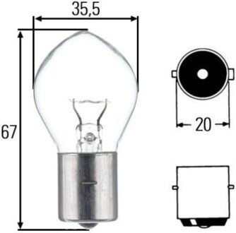 Лампа розжарювання F2, 24V 35 W, BA 20 s HELLA 8GA002083251