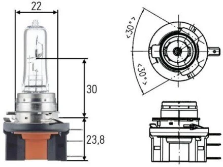 Автолампа Behr Standard H15 PGJ23T-1 15 W 55 W прозора HELLA 8GJ168119001