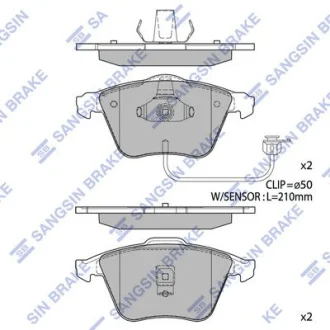 Колодки гальмівні передні Audi A6 (4B2,C5) (-05)  HI-Q Hi-Q (SANGSIN) SP1705