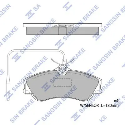 Колодки гальмівні передні Citroen Xsara, Picasso (99-), Peugeot 206 (00-) HI-Q Hi-Q (SANGSIN) SP1743A (фото 1)