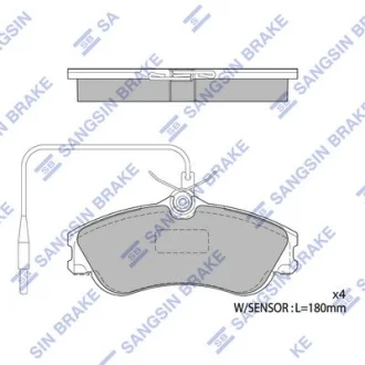 Колодки гальмівні передні Citroen Xsara, Picasso (99-), Peugeot 206 (00-) HI-Q Hi-Q (SANGSIN) SP1743A