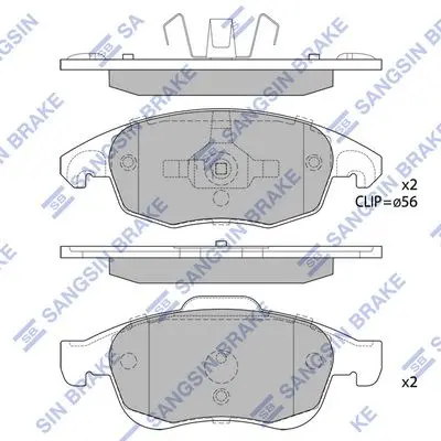 Колодки гальмівні передні Citroen Berlingo (B9) (08-), C4 II (09-), DS4 (11-), Peugeot 5008 (09-) HI-Q Hi-Q (SANGSIN) SP1825 (фото 1)