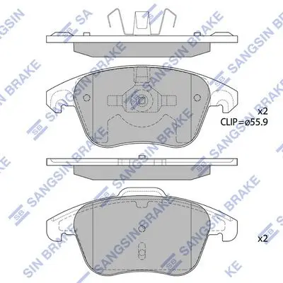 Колодки гальмівні передні Citroen C4 II (B7) (09-), DS4 (11-), Peugeot 208, 307, 308, 3008 HI-Q Hi-Q (SANGSIN) SP1830A (фото 1)