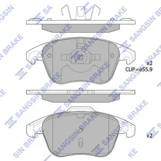 Колодки гальмівні передні Citroen C4 II (B7) (09-), DS4 (11-), Peugeot 208, 307, 308, 3008 HI-Q Hi-Q (SANGSIN) SP1830A