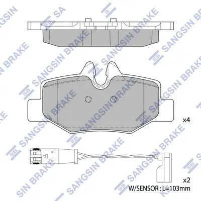 Колодки тормозные задние MB Viano (W639) (03-) Hi-Q (SANGSIN) SP1896 (фото 1)